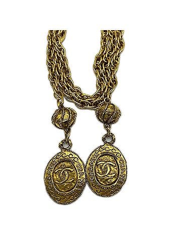 Chanel CHANEL Coco Mark Lariat Necklace, Gold GP, Women's (view 1)