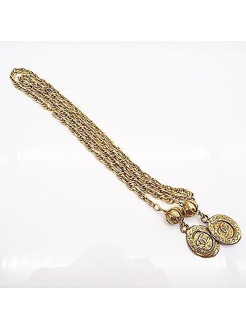 Chanel CHANEL Coco Mark Lariat Necklace, Gold GP, Women's (view 2)