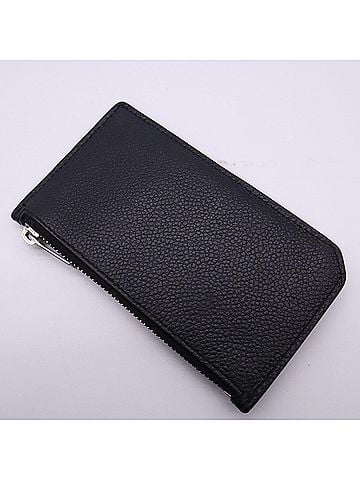 Yves Saint Laurent YVES SAINT LAURENT Logo Fragment Card Case 458583 Wallet/Coin Black Grain Leather Men's (view 2)