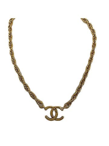 Chanel CHANEL Coco Mark Chain Necklace, Gold GP, Women's (view 1)