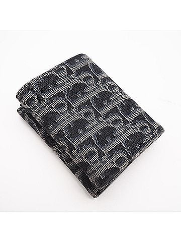 Christian Dior Christian Dior Oblique Canvas Compact Tri-fold Wallet, Black Multicolor Leather, Men's (view 2)