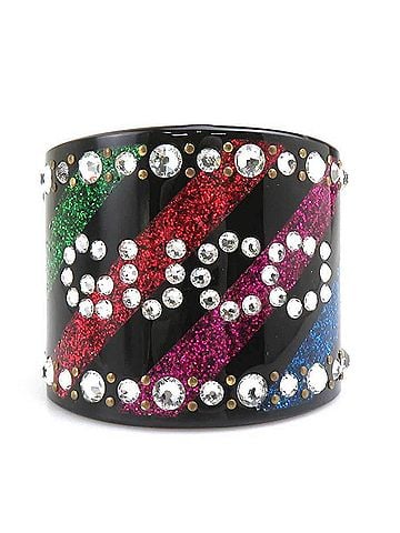 Gucci Gucci Bangle, Plastic, Rhinestone, Black, Multicolor, Women's, 56802j (view 1)