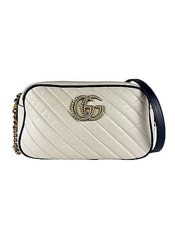 Gucci Gucci GG Marmont Shoulder Bag, Leather, Ivory/Navy, Women's, 447632 z10847 (view 1)