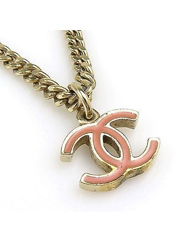 Chanel Chanel necklace, metal, gold, pink, women's, 56801j (view 1)