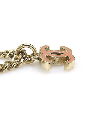Chanel Chanel necklace, metal, gold, pink, women's, 56801j (view 2)