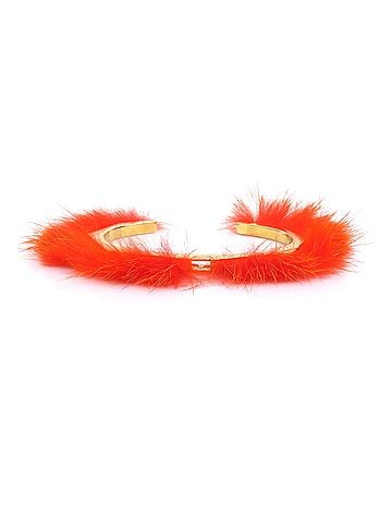 Fendi Fendi bangle, metal, fur, orange, gold, women's, h32471j (view 1)