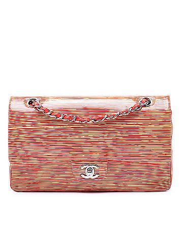 Chanel Medium Classic Patent Striped Double Flap (view 1)