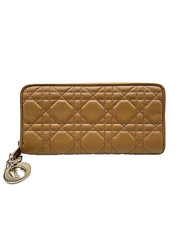 Christian Dior Christian Dior Cannage Lady Voyageur Wallet Powder Beige S0007ONMJ_M51U Long Lambskin Women's (view 1)