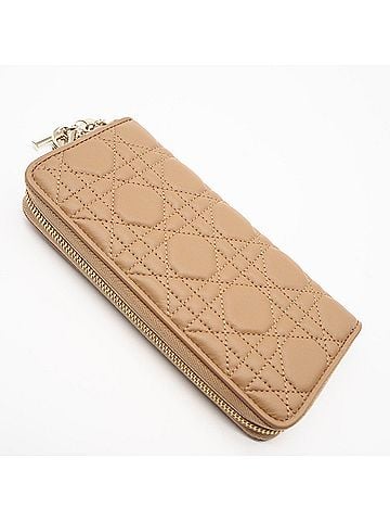 Christian Dior Christian Dior Cannage Lady Voyageur Wallet Powder Beige S0007ONMJ_M51U Long Lambskin Women's (view 2)