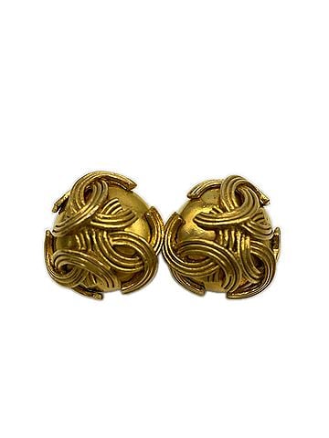 Chanel CHANEL Triple Coco Mark Earrings 94A Gold GP Women's (view 1)
