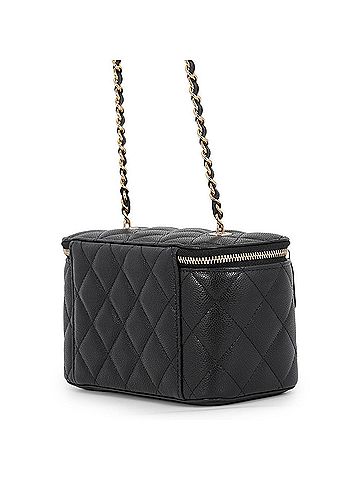 Chanel Chanel Chain Shoulder Bag Vanity Case Coco Mark Matelassé Caviar Skin AP1341 CHANEL Handbag Quilted Black Women's (view 2)