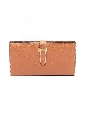 Hermès Hermes Bearn Soufflé Gold Bi-fold Long Wallet, Veau Epsom Leather, Women's, Brown Tones (view 1)
