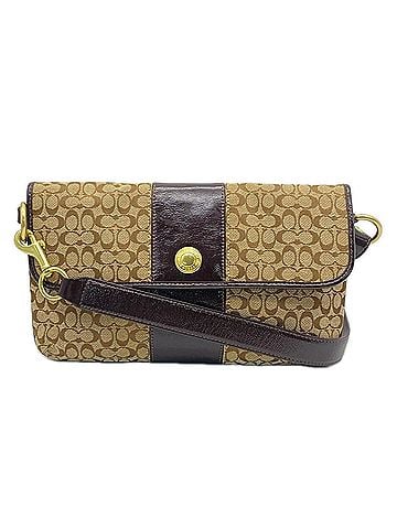 Coach COACH Leather Mini Signature Shoulder Bag, Brown/Beige, Women's (view 1)