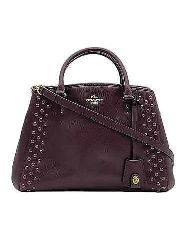 Coach COACH Leather Luxury Studded Small Margot Carryall F35221 Handbag Shoulder Bag Bordeaux Women's (view 1)