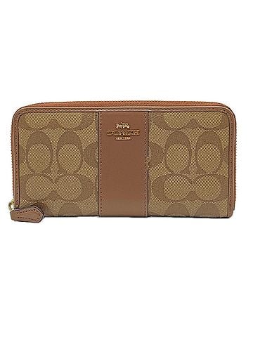 Coach COACH Signature Round Zip Long Wallet F54630 Brown Beige Multicolor (view 1)