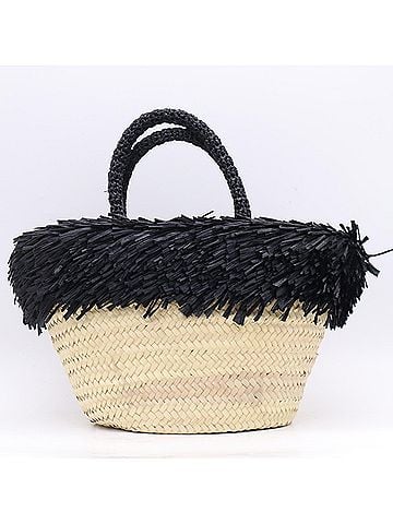 Miu Miu Miu Miu Miu Straw Logo Handbag 5BG209, Black Leather, Women's (view 2)