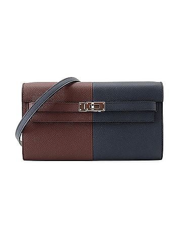 Hermès Hermes Kelly Wallet Long to Go Casaque Blue Indigo Rouge Sellier Rose Texas Epsom Leather B Stamp Shoulder HERMES WALLET (view 1)
