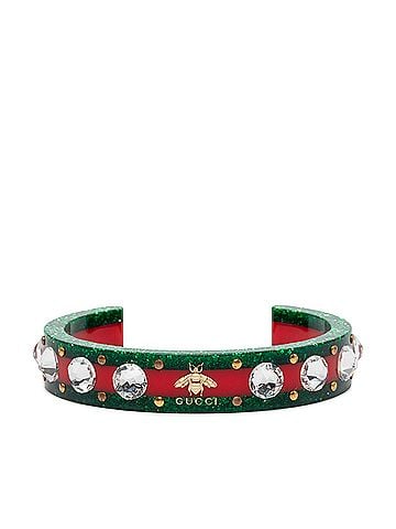 Gucci Resin and Strass Web Bee Cuff Bracelet (view 1)