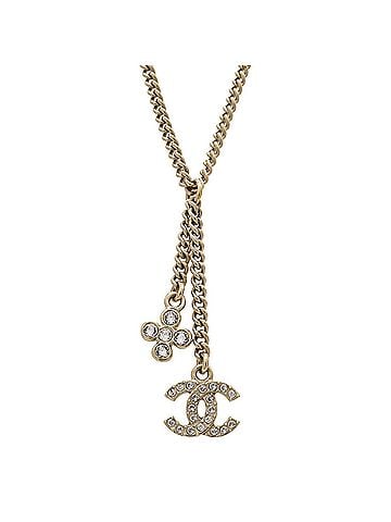Chanel CHANEL Coco Mark Chain Necklace Pendant Metal Rhinestone Gold B23A ABB296 (view 2)