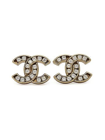 Chanel CHANEL Cruise Collection Coco Mark Earrings with GP Rhinestones, Gold, A21V AB5672 (view 1)