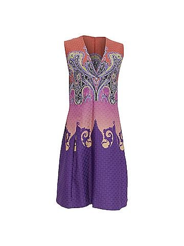 ETRO Etro Sleeveless V-neck A-Line Dress in Multicolor Poylamide (view 1)