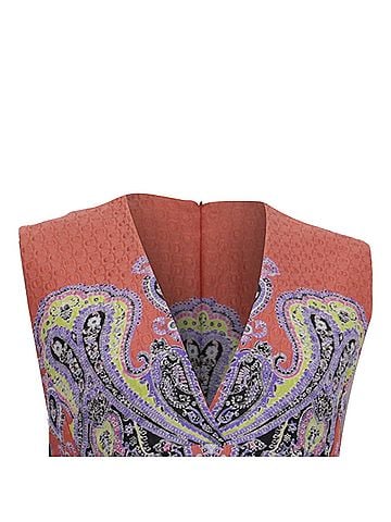 ETRO Etro Sleeveless V-neck A-Line Dress in Multicolor Poylamide (view 2)