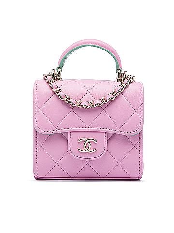 Chanel Mini CC Quilted Lambskin Top Handle Clutch with Chain (view 1)