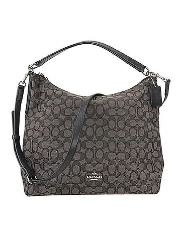 Coach Coach Signature Shoulder Bag F55365 Canvas Leather Grey Black 2-Way Crossbody for Women COACH (view 1)