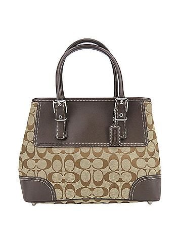 Coach Coach Signature Handbag 6366 Canvas Leather Beige Brown Tote Women's COACH (view 1)