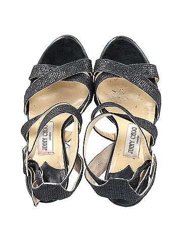 Jimmy Choo Jimmy Choo Vamp Glittered Platform Sandals in Black Leather (view 2)