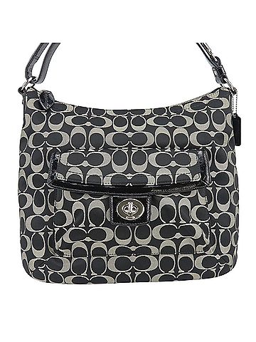 Coach Coach Signature Shoulder Bag F19232 Canvas Patent Leather Black Gray for Women COACH (view 2)