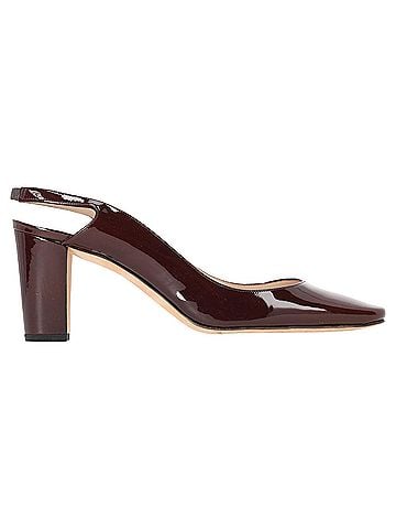 Manolo Blahnik Manolo Blahnik Almond-Toe Slingback Pumps in Burgundy Patent Leather (view 1)