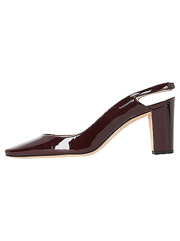 Manolo Blahnik Manolo Blahnik Almond-Toe Slingback Pumps in Burgundy Patent Leather (view 2)
