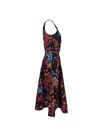 Saloni Saloni Floral-Print V-Neck Midi Dress in Multicolor Polyester (view 2)