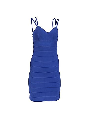Herve Leger Herve Leger Strappy Mini Dress in Blue Rayon (view 1)