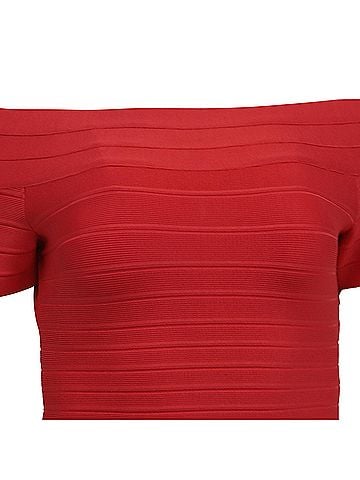 Herve Leger Herve Leger Bodycon Mini Dress in Red Rayon (view 2)