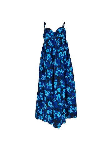 Ulla Johnson Ulla Johnson Harlan Floral-Print Midi Dress in Blue Cotton (view 1)