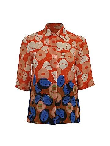 Dries Van Noten Dries Van Noten Floral-Print Short Sleeve Blouse in Multicolor Polyester (view 1)