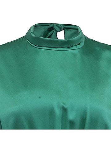 Saloni Saloni Mini Dress in Green Silk (view 2)