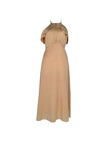 Zimmermann Zimmermann Ruffle-Trimmed Midi Dress in Peach Silk (view 1)