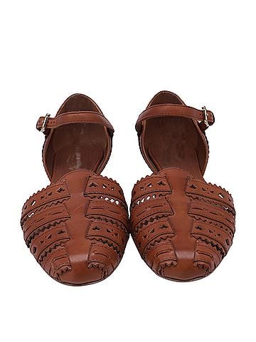 Tod's Tod's Laser-Cut Ankle Strap Ballet Flats in Brown Leather (view 2)