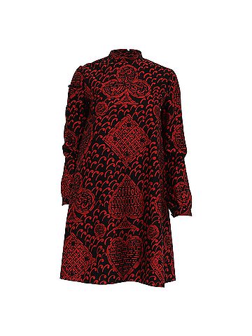 Christian Dior Dior Graphic-Print Long Sleeve Mini Dress in Red Cotton (view 1)
