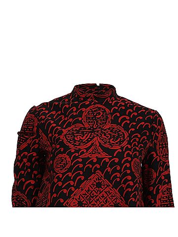 Christian Dior Dior Graphic-Print Long Sleeve Mini Dress in Red Cotton (view 2)