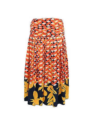 Dries Van Noten Dries Van Noten Printed Pleated Midi Skirt in Multicolor Silk (view 1)