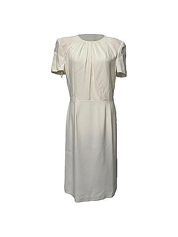 Alexander McQueen Alexander Mcqueen Short Sleeve Midi Dress in White Viscose (view 1)