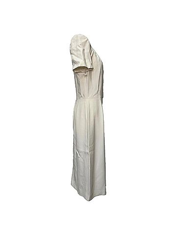Alexander McQueen Alexander Mcqueen Short Sleeve Midi Dress in White Viscose (view 2)