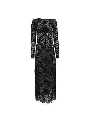 Paco Rabanne Rabanne Floral-Lace Bardot-Collar Maxi Dress in Black Polyamide (view 1)