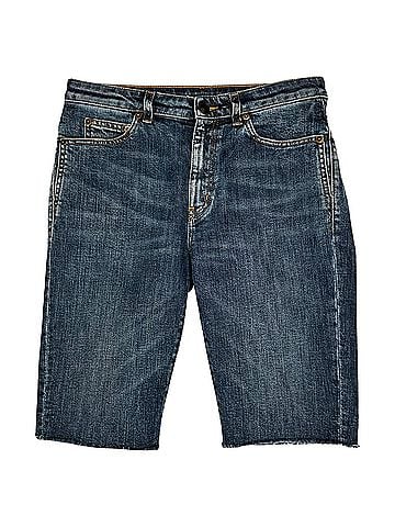 Saint Laurent Saint Laurent Cropped Hem Shorts in Blue Cotton (view 1)