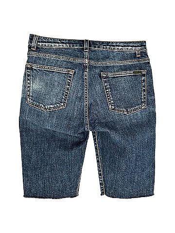 Saint Laurent Saint Laurent Cropped Hem Shorts in Blue Cotton (view 2)