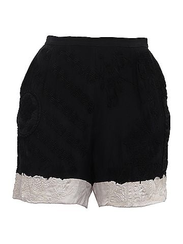Dries Van Noten Dries Van Noten High-Rise Embroidered Shorts in Black Silk (view 1)